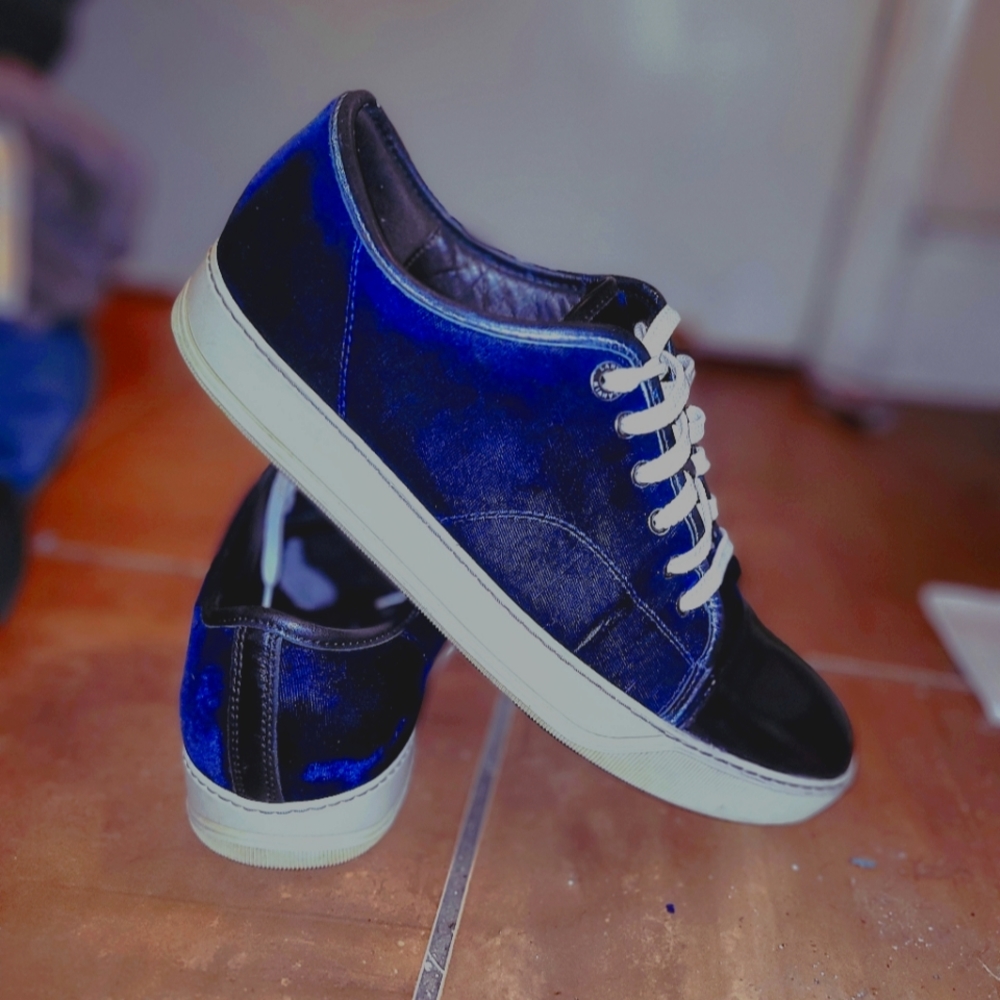 Lanvin blue velvet Cap toe sneakers